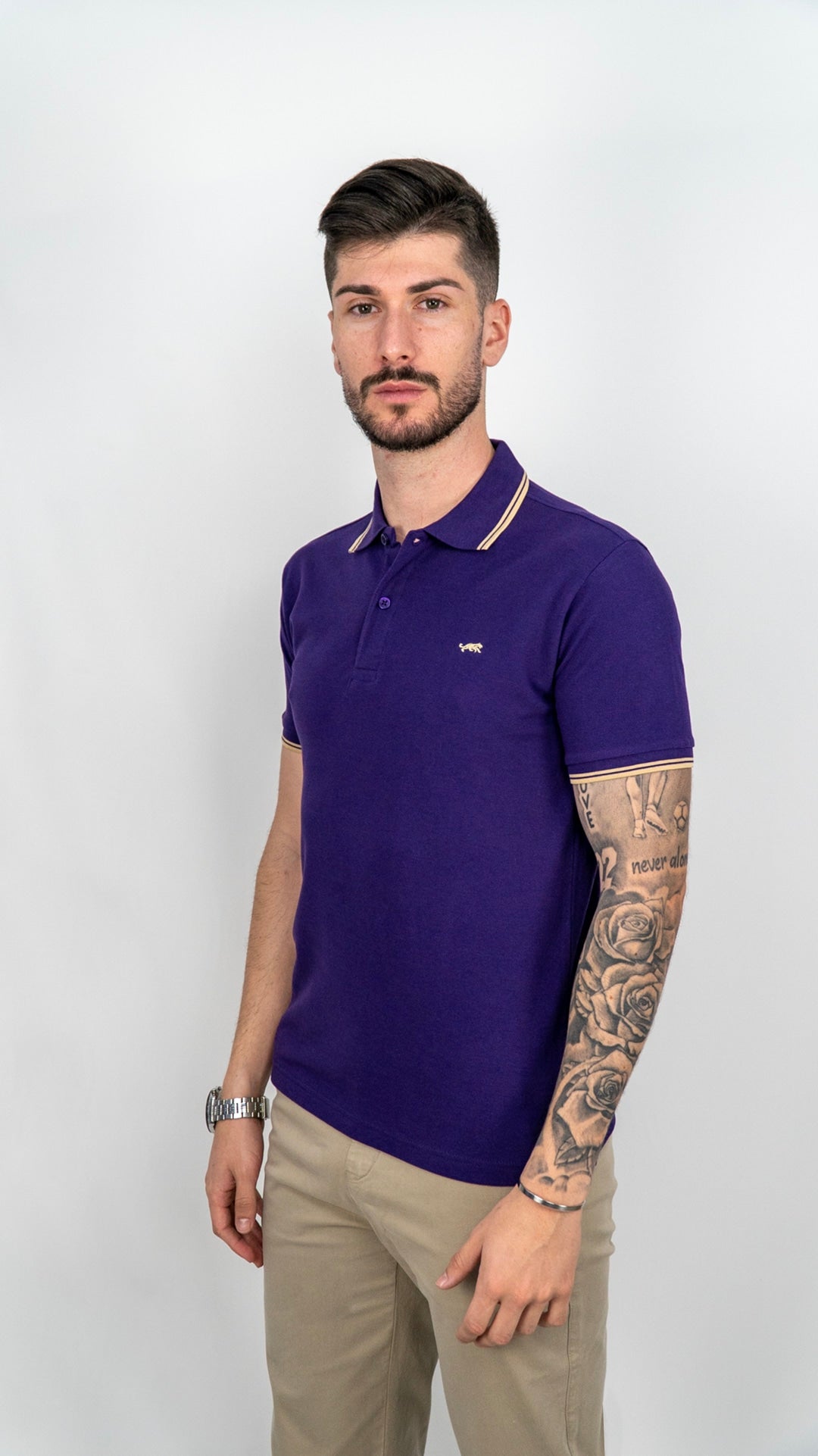 Pólo Stripe Lilás