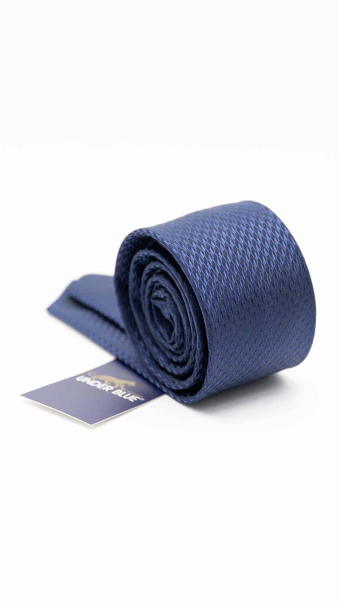 Gravata Skinny Azul Marinho com Padrão