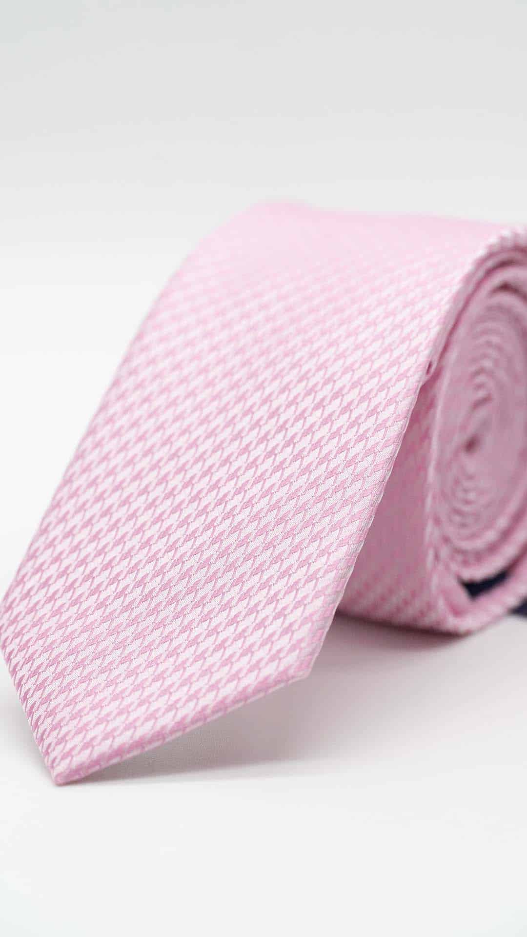 Gravata Skinny Rosa Claro com Padrão