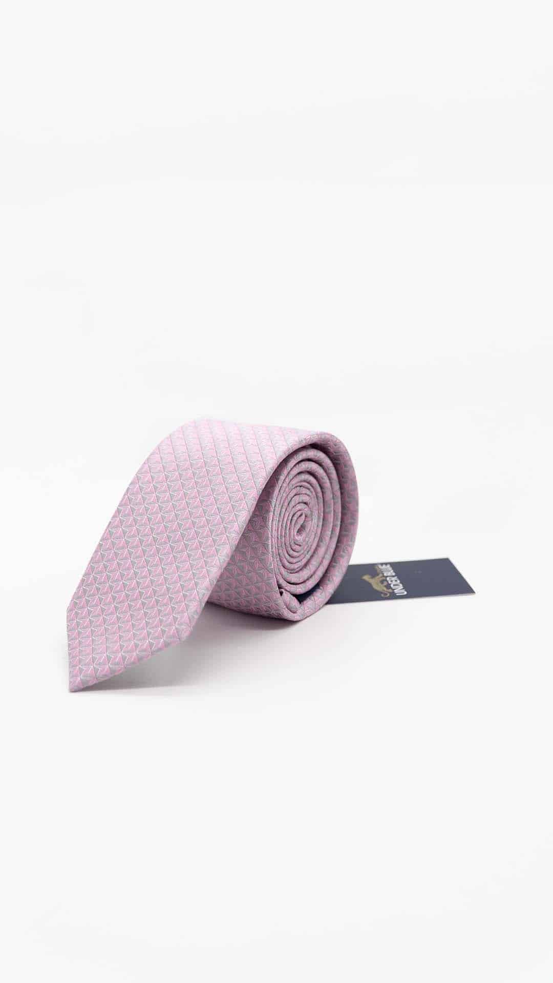 Gravata Skinny Rosa e Cinza
