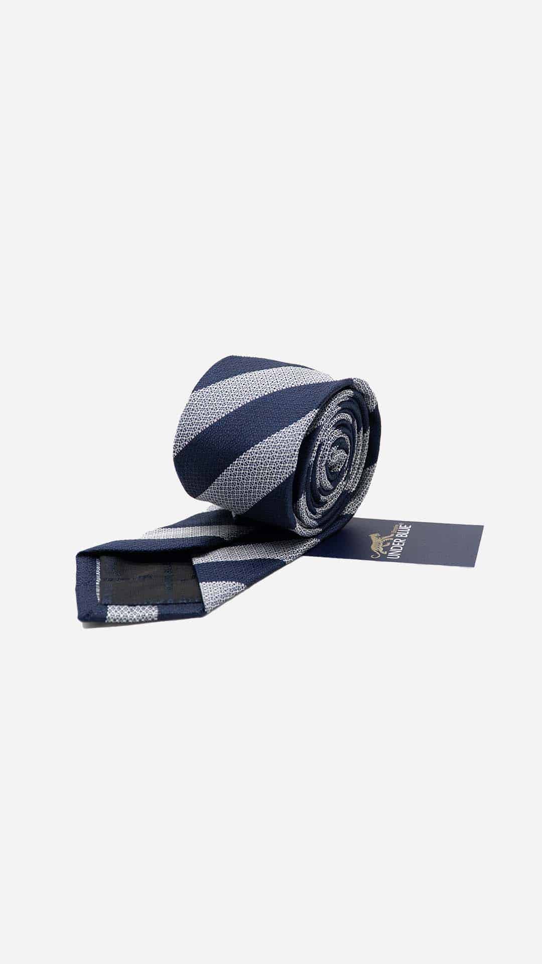 Gravata Skinny com Riscas Azul Marinho