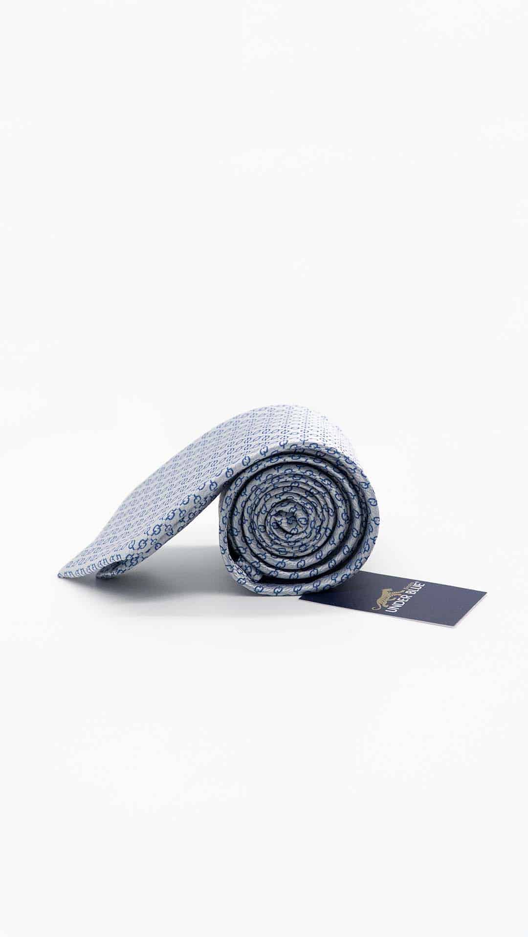 Gravata Regular Cinza com Padrão Azul