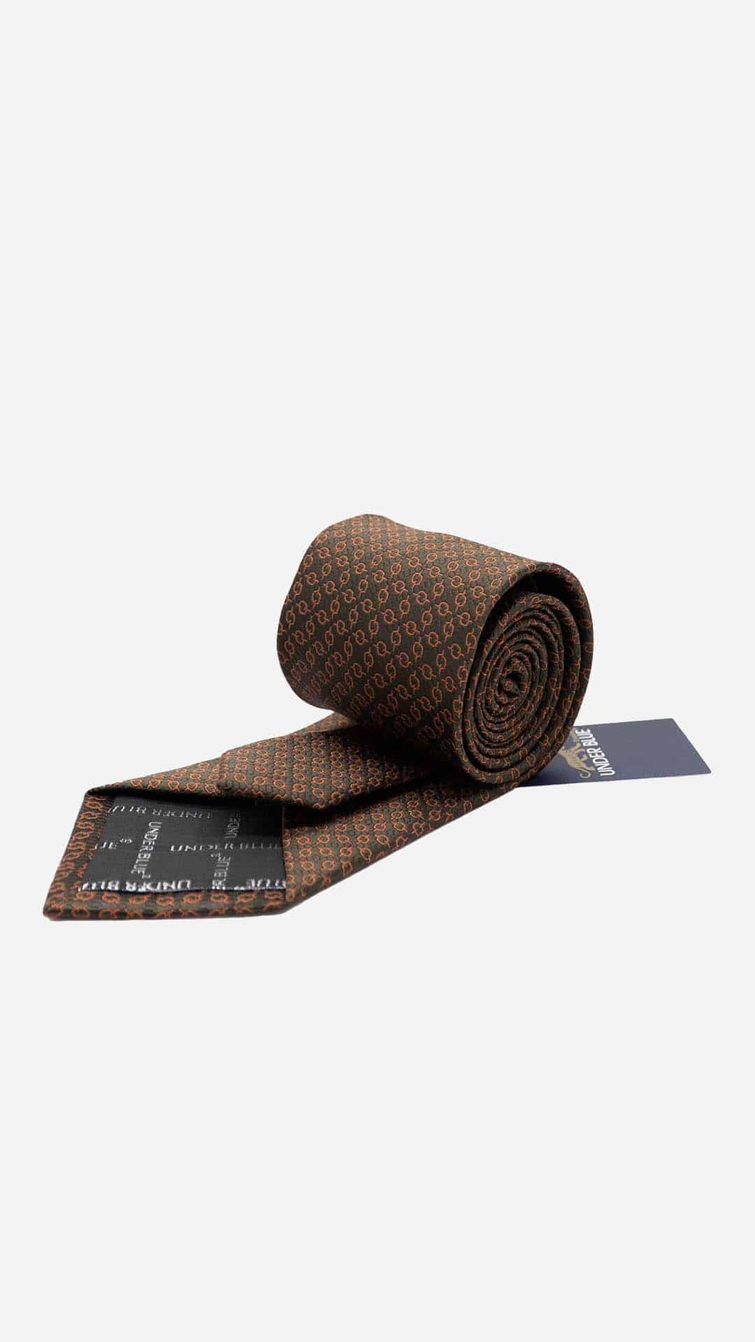 Gravata Regular Castanha com Padrão Laranja
