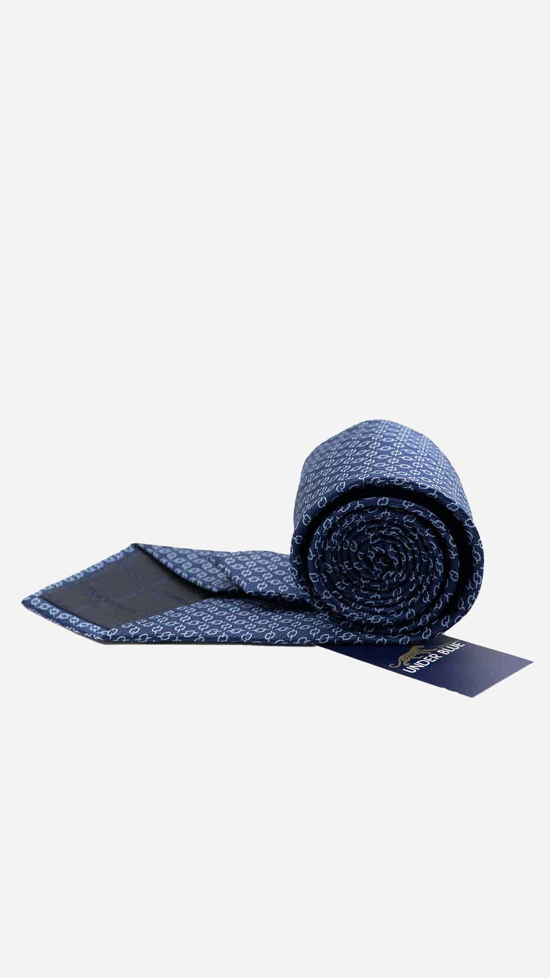 Gravata Regular Azul Escura com Padrão