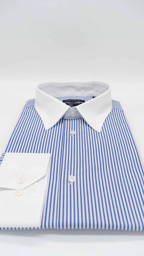 Camisa Regular Clássica Branca com Riscas Azuis — vista 2
