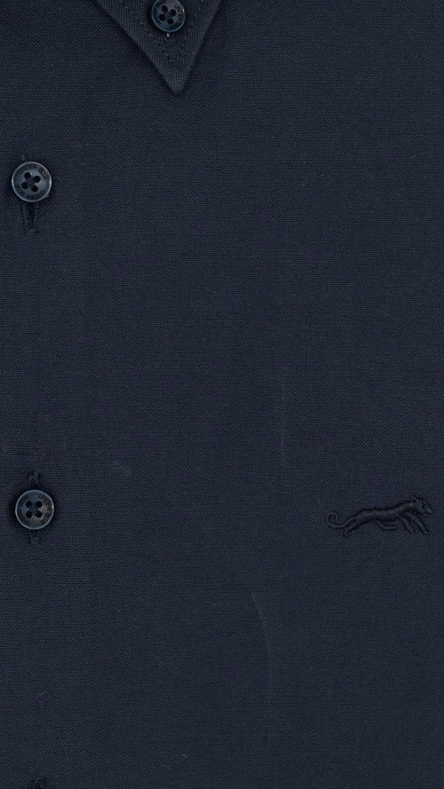 Camisa Botão no Colarinho Azul Escuro