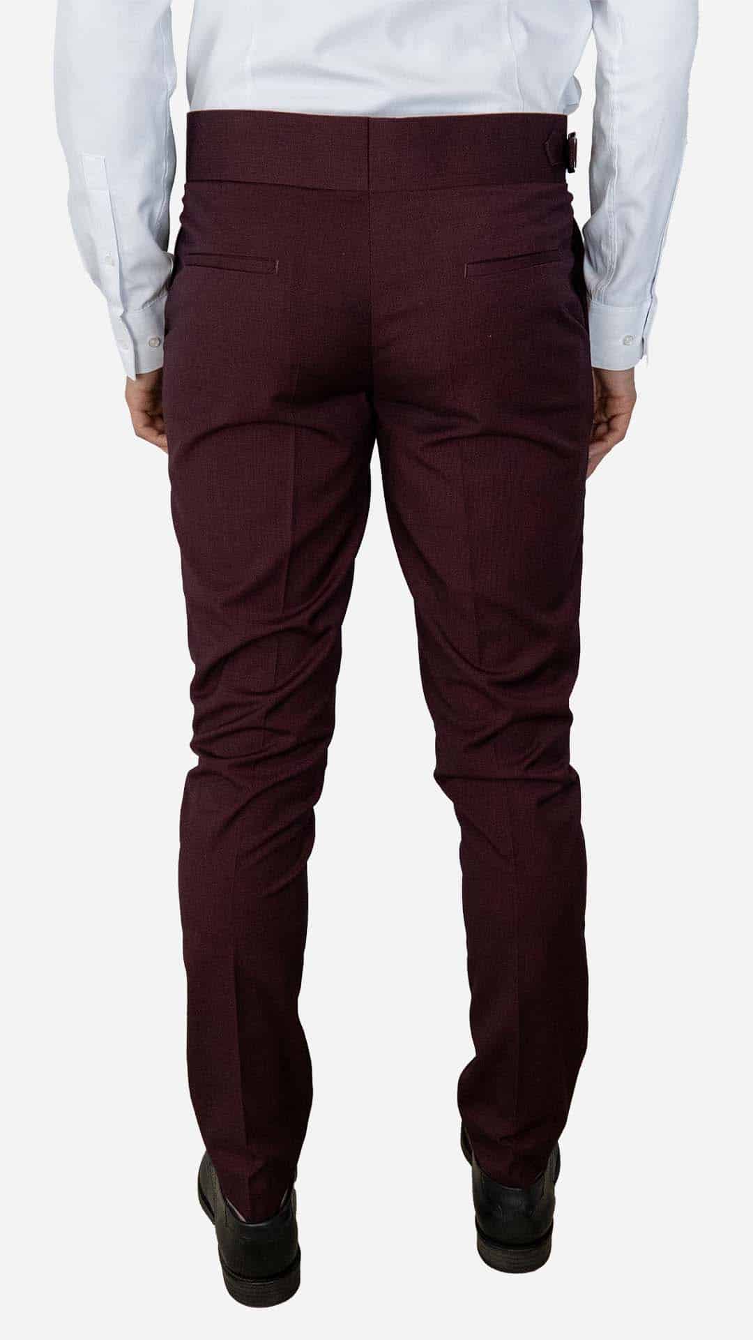 Calça de fato burgundy com fivela