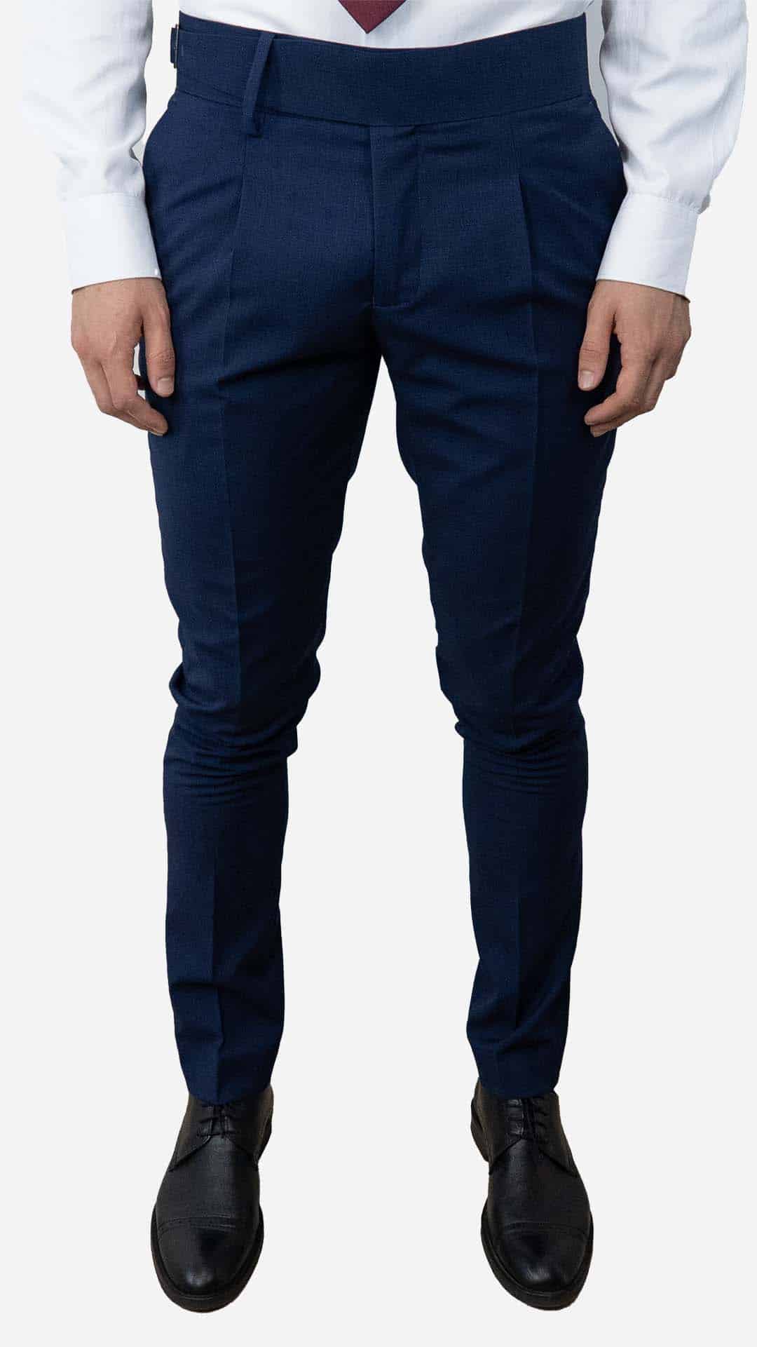 Calça de fato navy com fivela