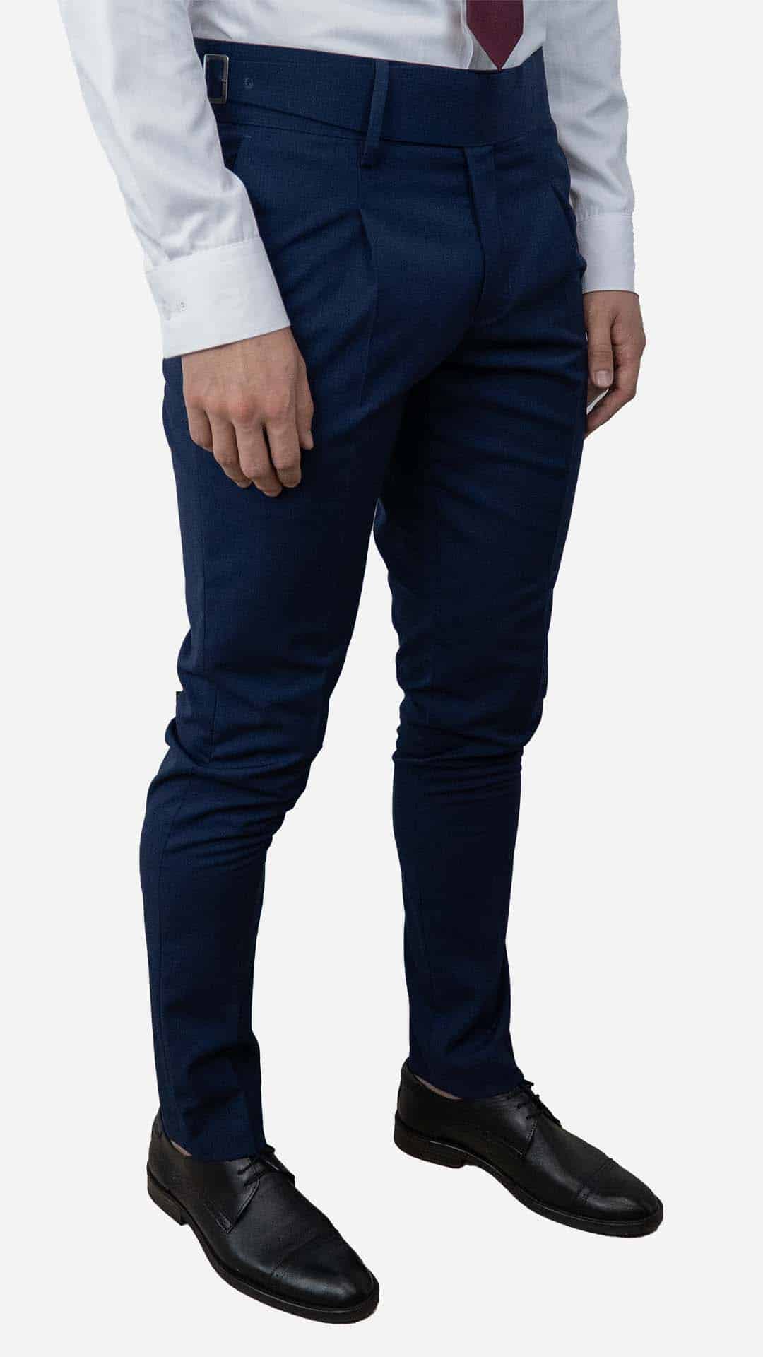 Calça de fato navy com fivela