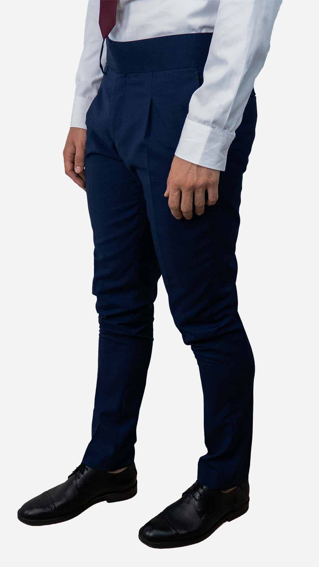 Calça de fato navy com fivela