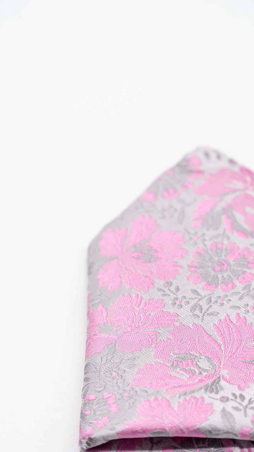 Lenço de Bolso Cinza e Rosa