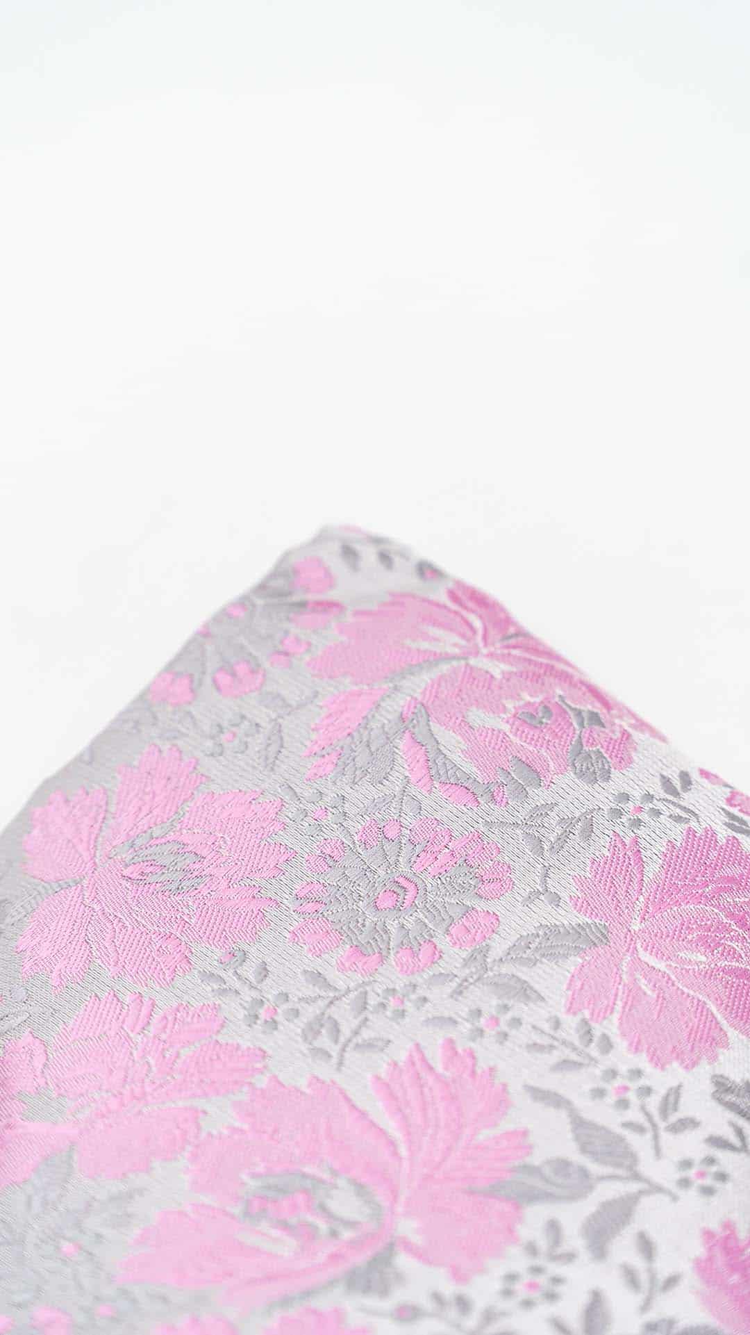 Lenço de Bolso Cinza e Rosa