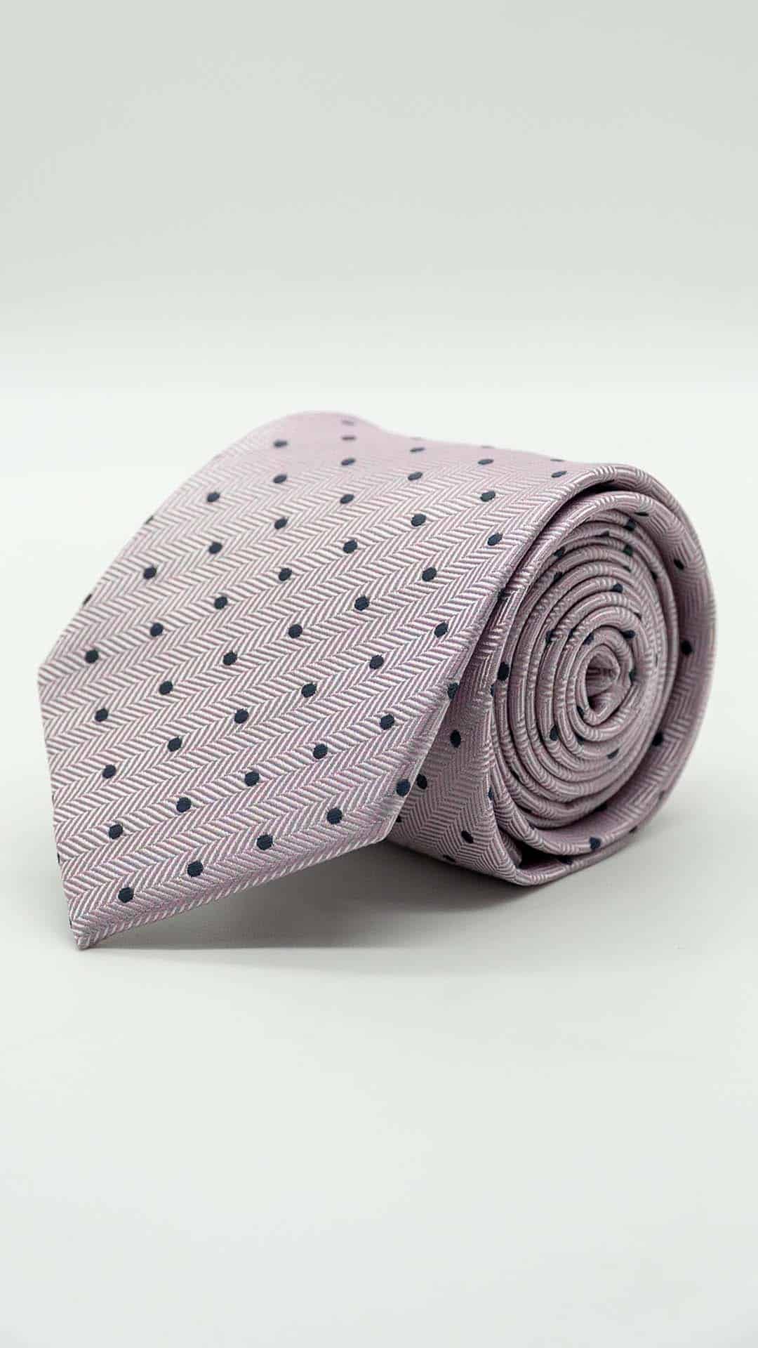 Gravata Regular Rosa com Pintas Azuis