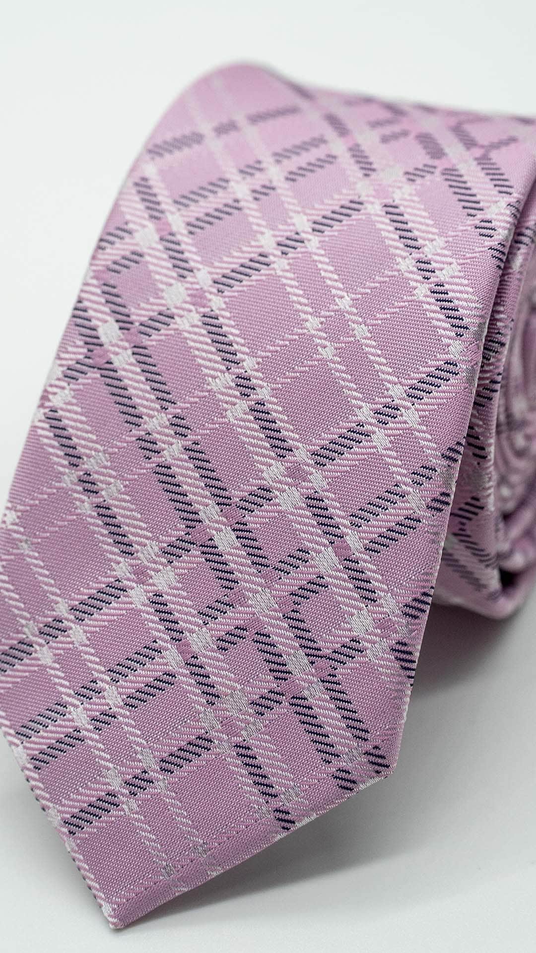 Gravata Skinny Rosa com Padrão