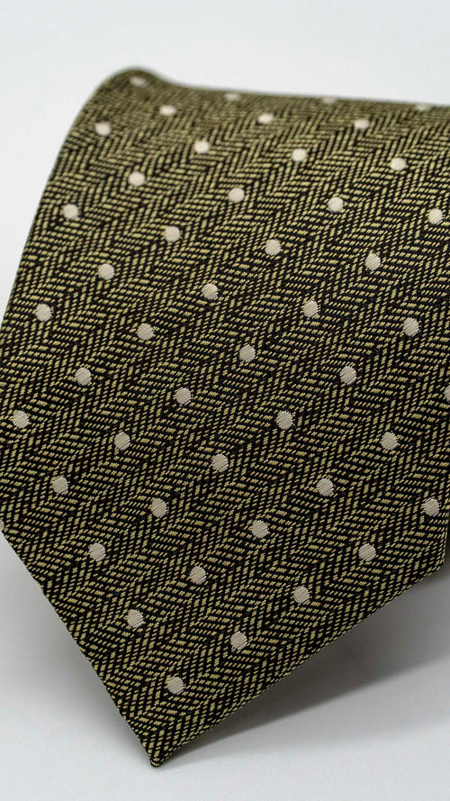 Gravata Regular Verde com Pintas Bege