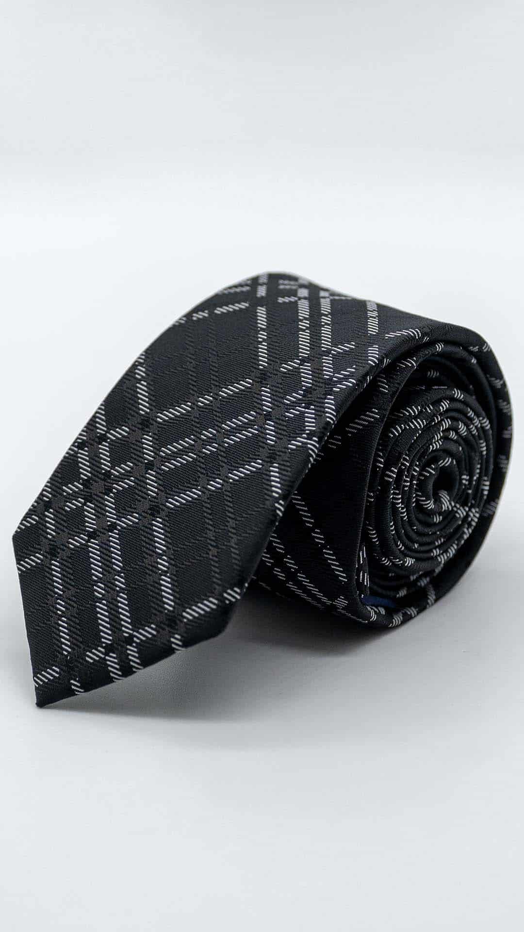 Gravata Skinny Black com Padrão