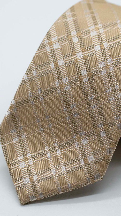 Gravata Skinny Dourada com Padrão