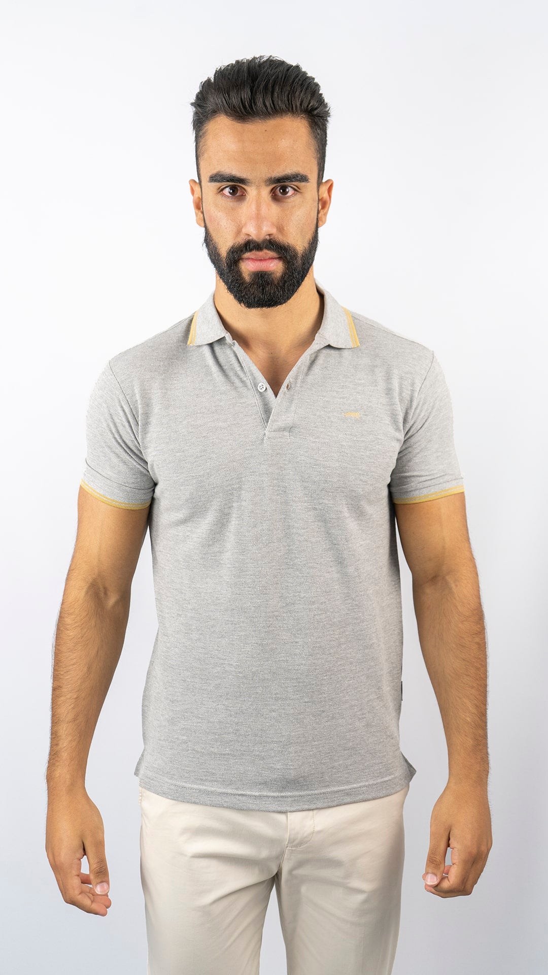 Pólo Stripe Cinzento