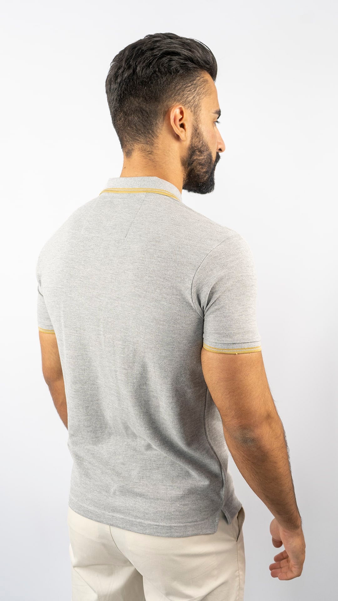 Pólo Stripe Cinzento