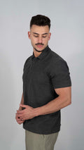 Polo Cinzento Escuro Liso