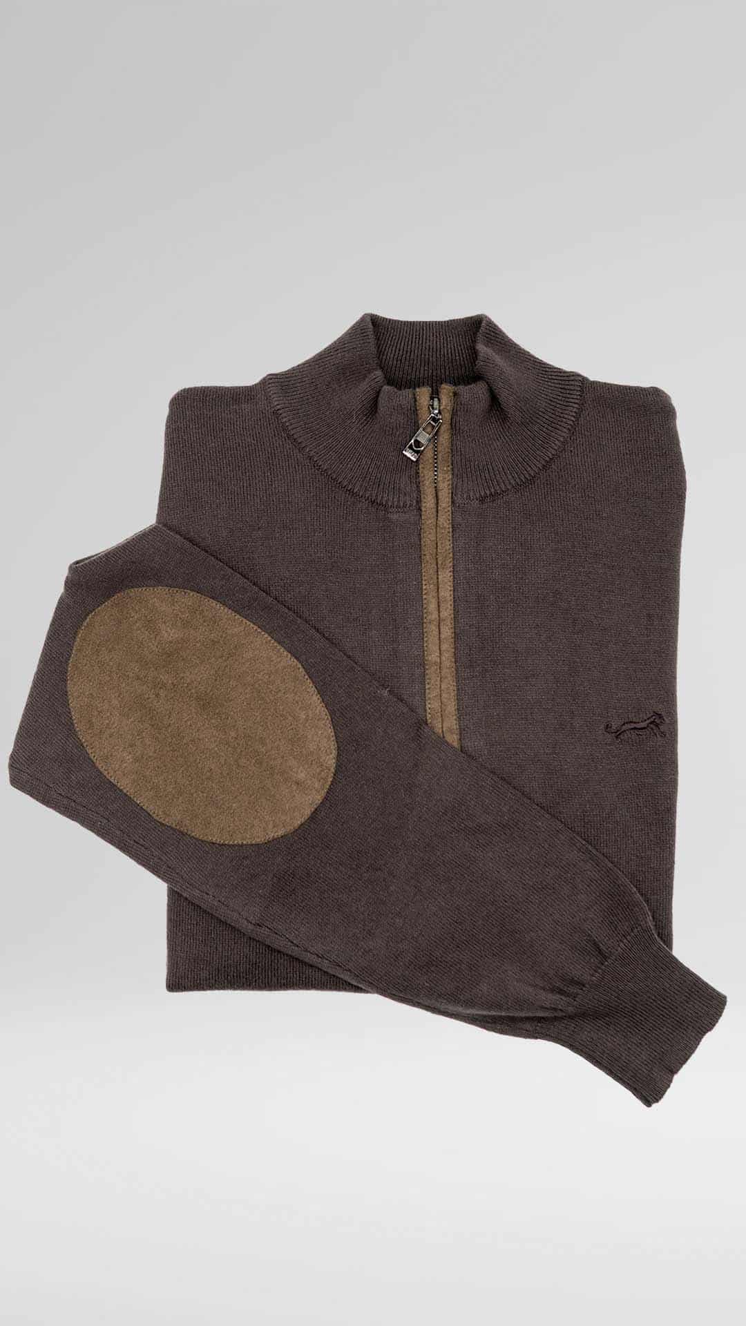 Camisola de Malha Castanho Escuro com Cotoveleiras