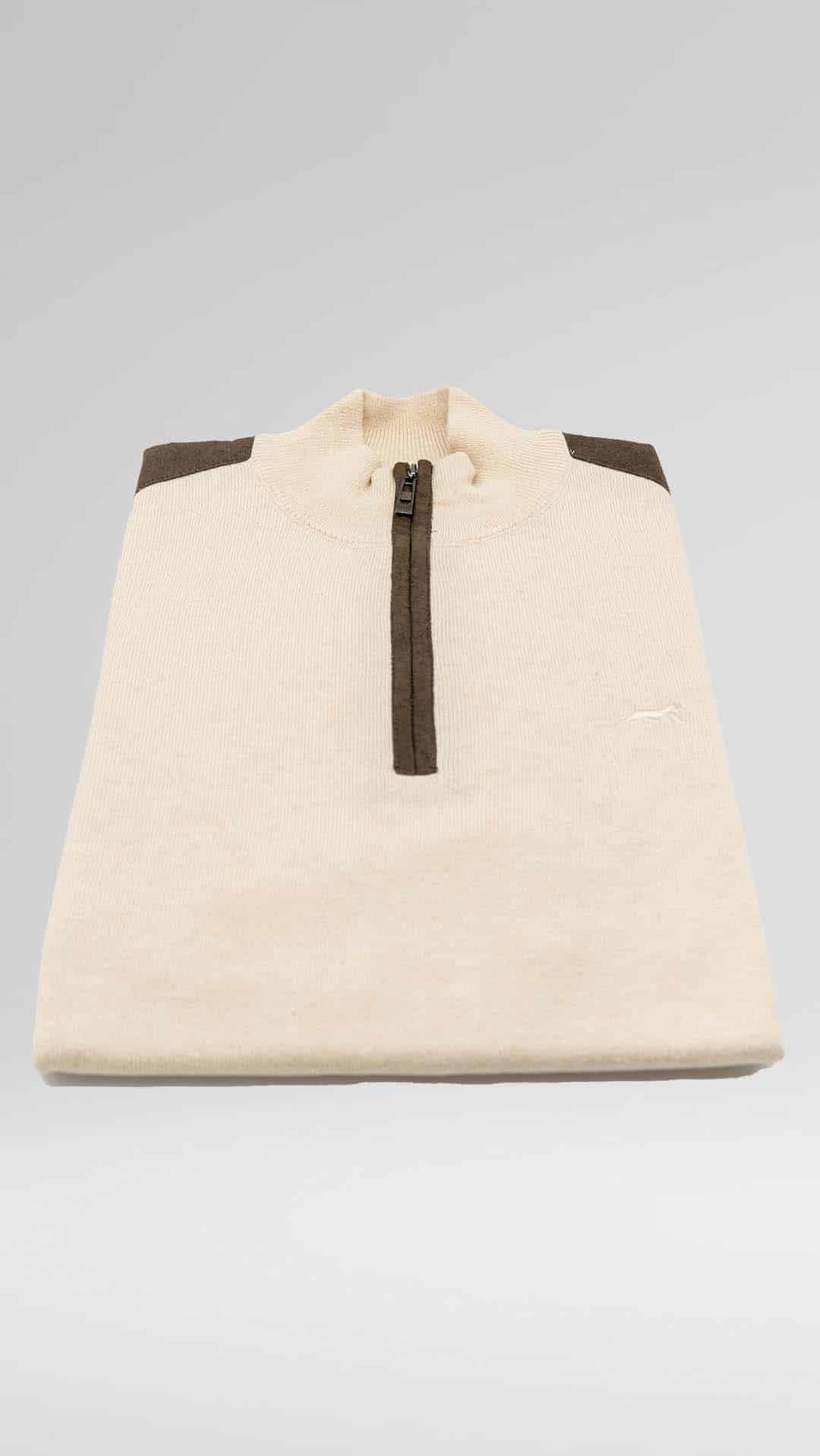 Camisola de Malha Bege Meio Fecho