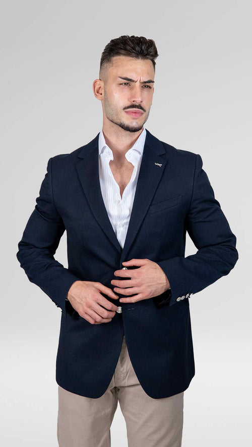 Blazer Azul com Botões Prateados
