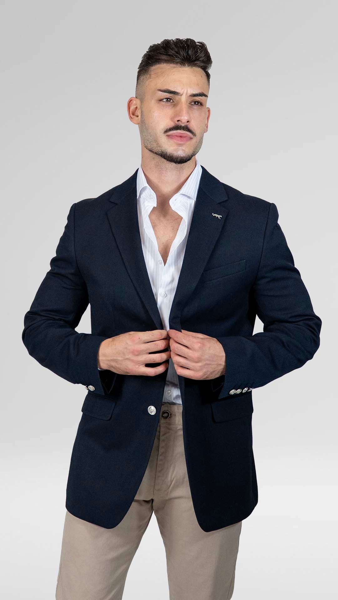 Blazer Azul com Botões Prateados