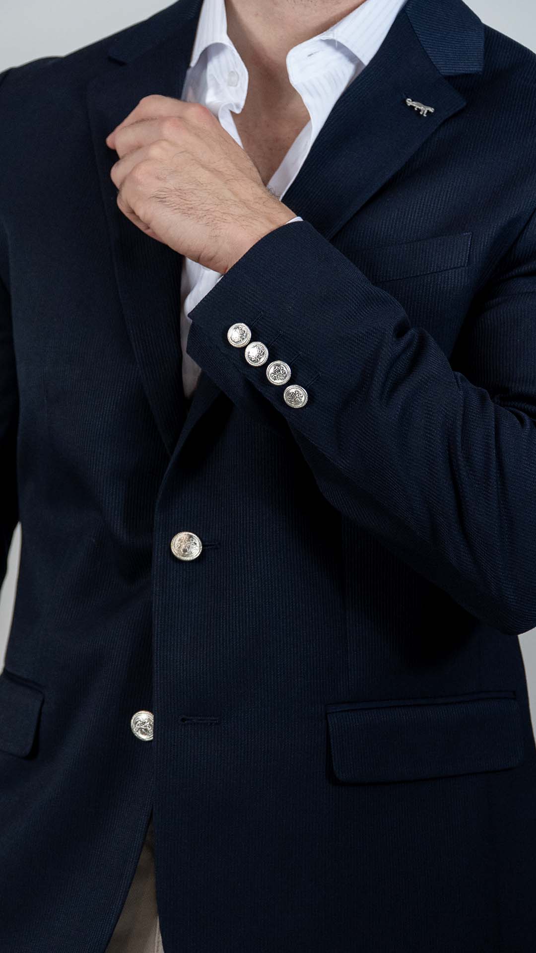 Blazer Azul com Botões Prateados