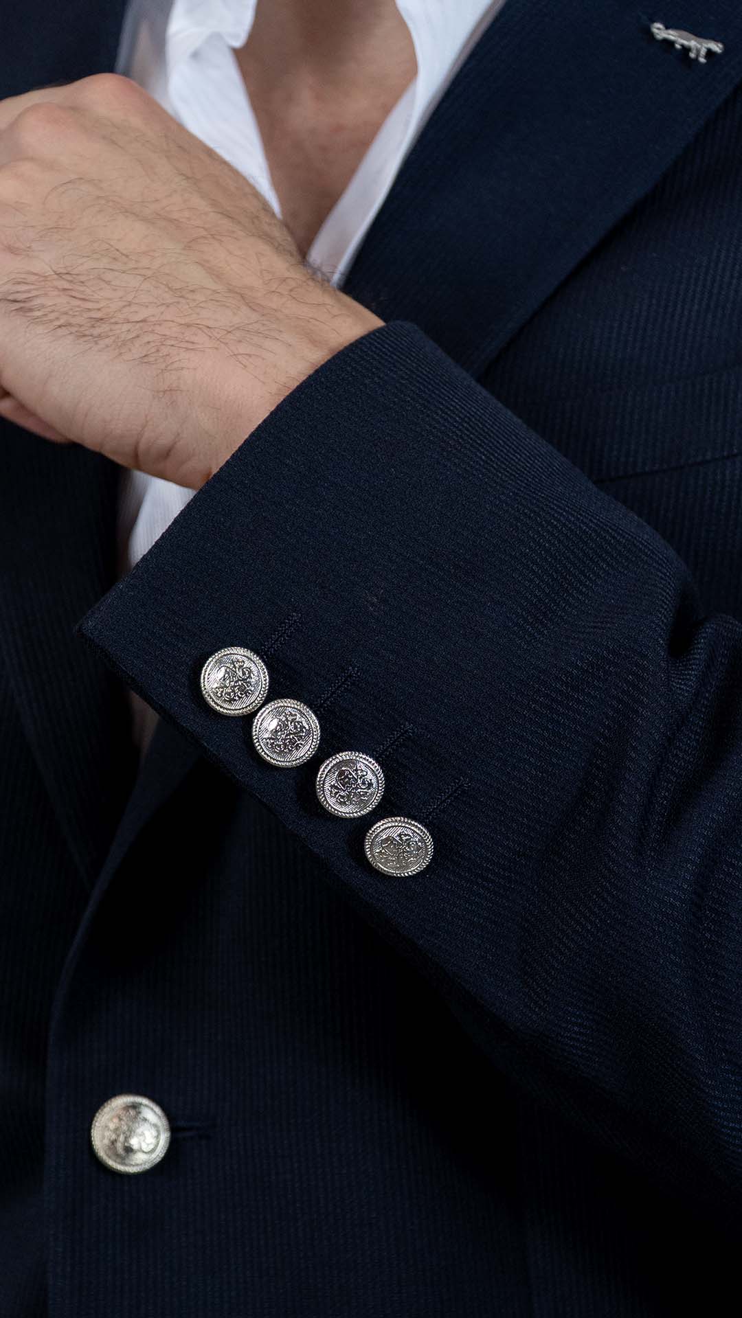 Blazer Azul com Botões Prateados