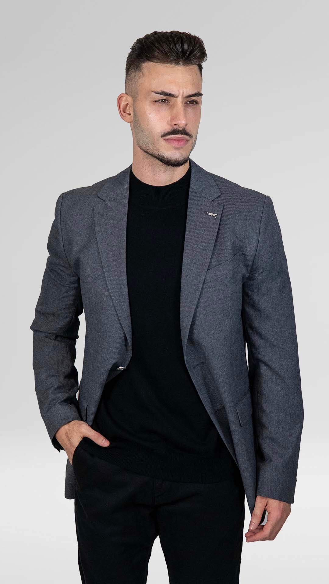 Blazer Cinzento com Botões Prateados
