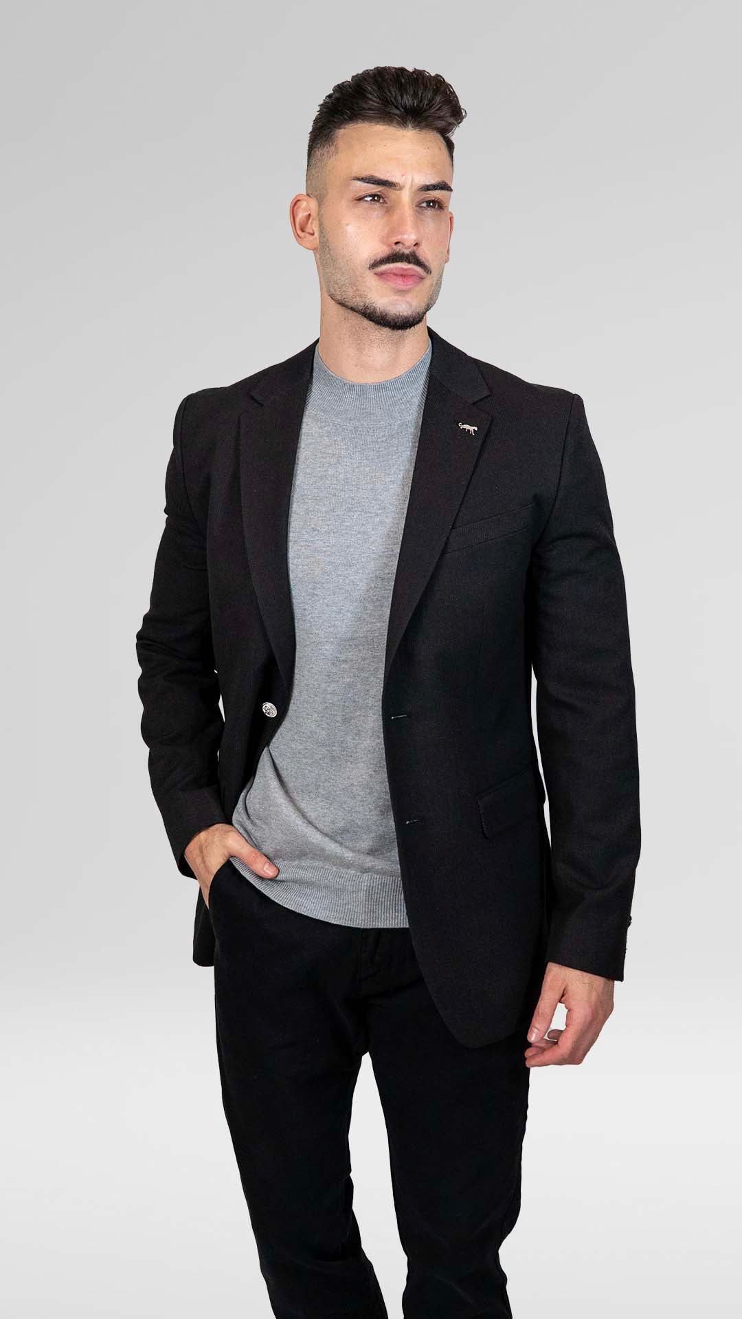 Blazer Preto com Botões Prateados