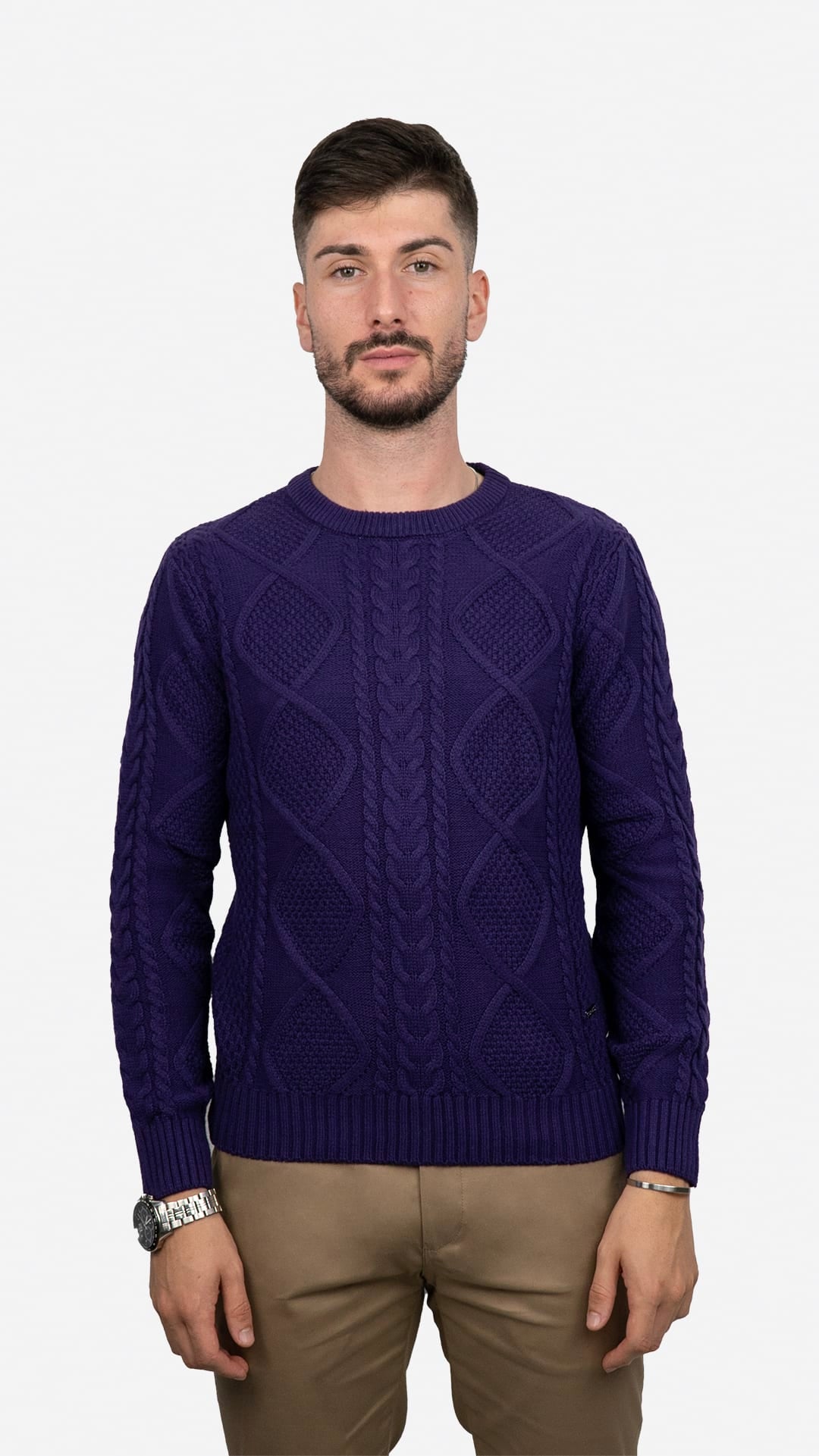 Camisola de Malha Roxa Entrançada