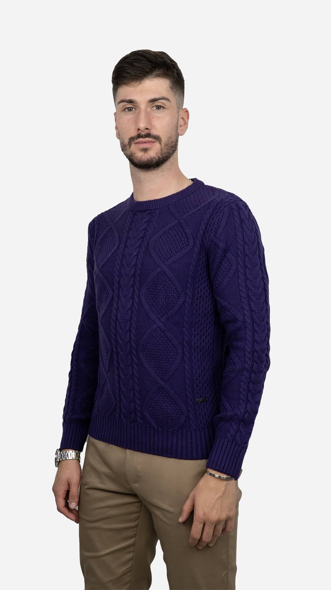Camisola de Malha Roxa Entrançada