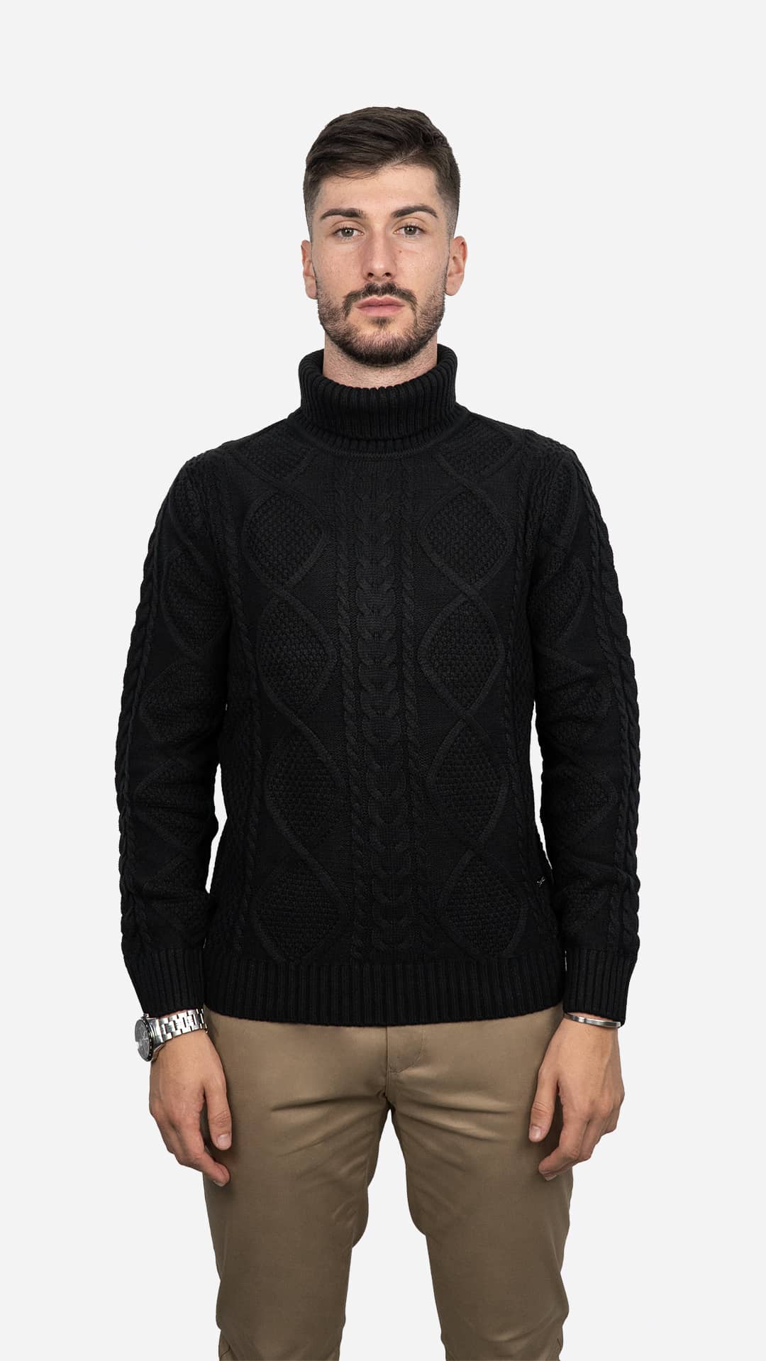 Camisola de Malha Preta Entrançada