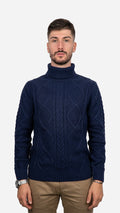 Camisola de Malha Azul Entrançada