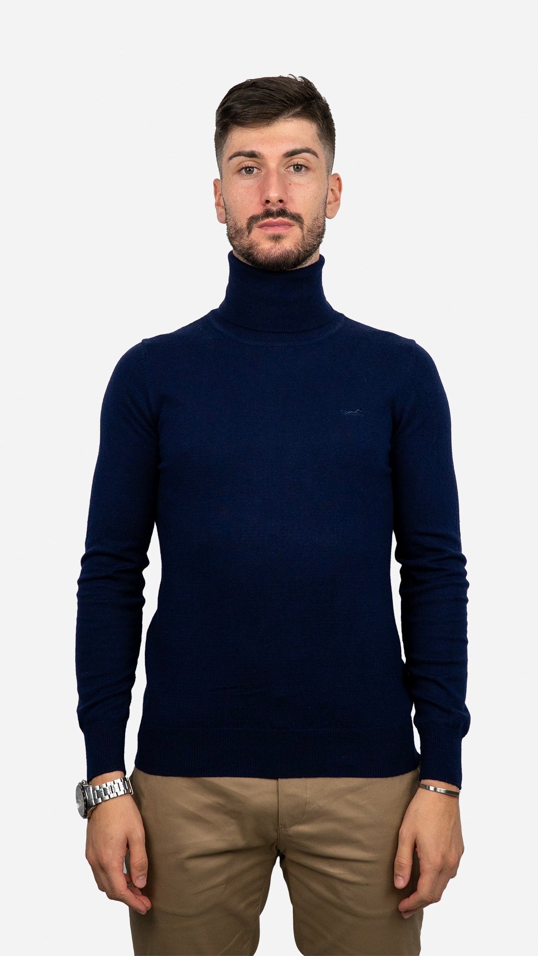 Camisola de Gola Alta Azul