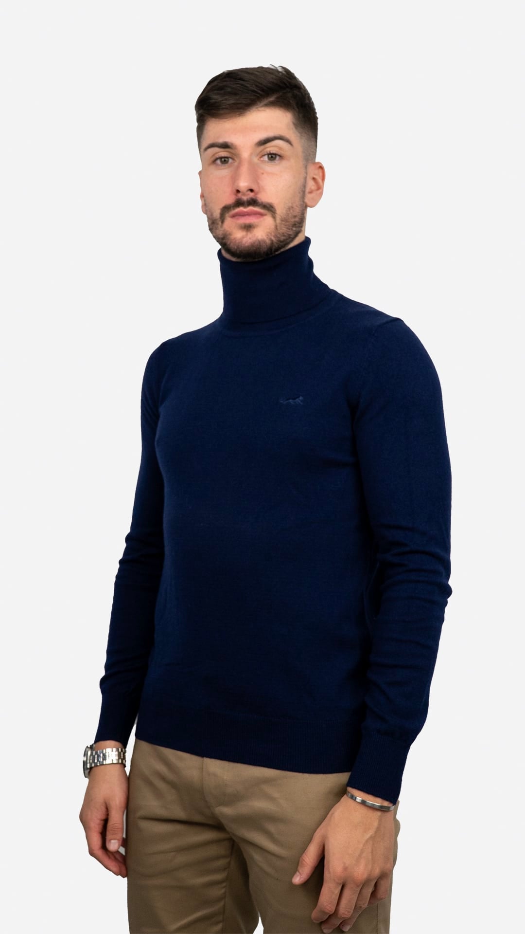 Camisola de Gola Alta Azul