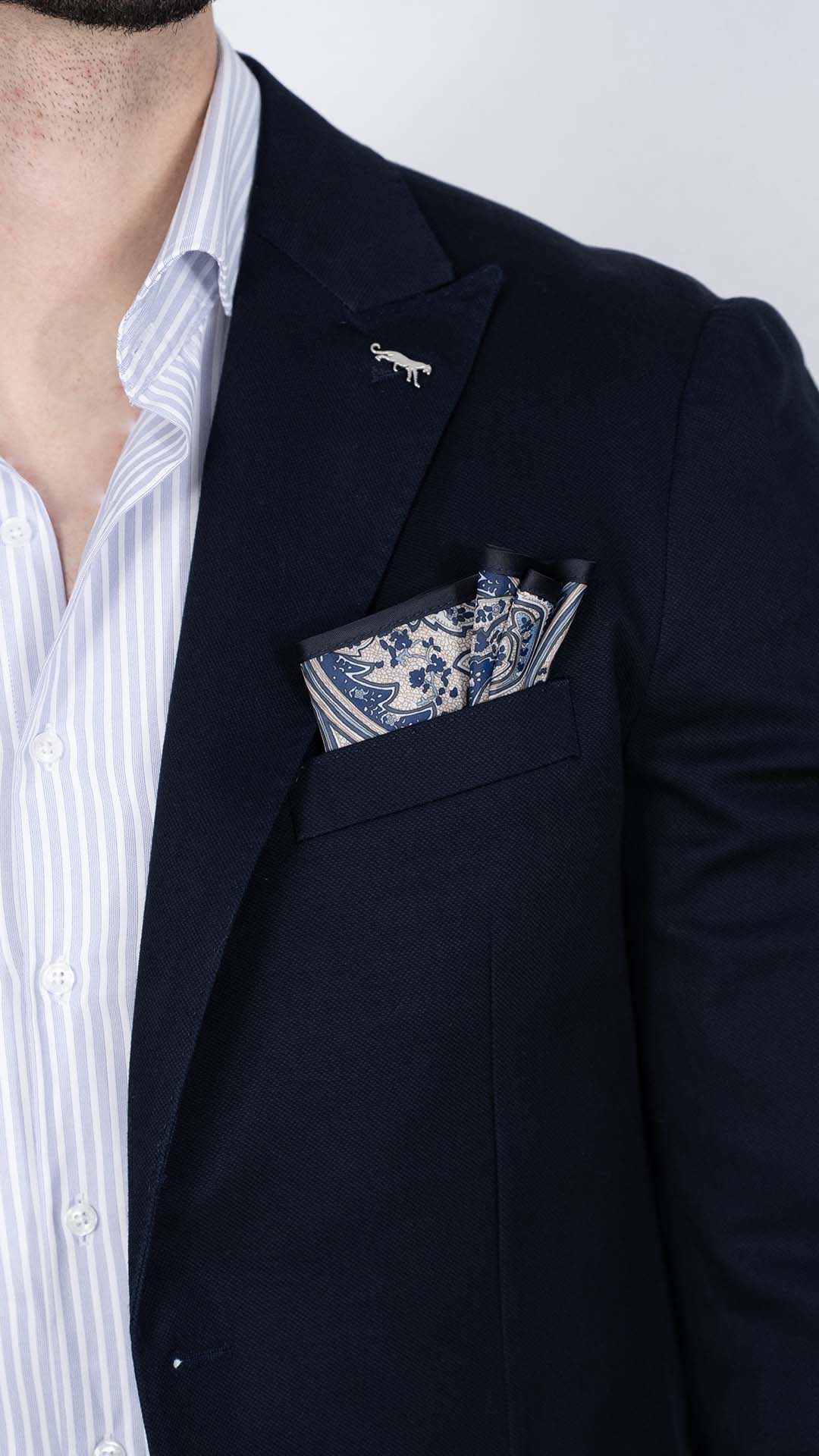 Blazer com Lenço Azul Marinho
