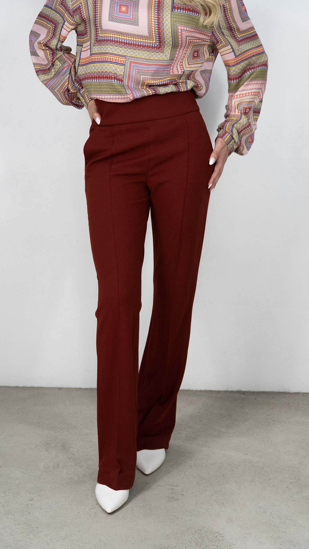 Calças Vermelho Vinho