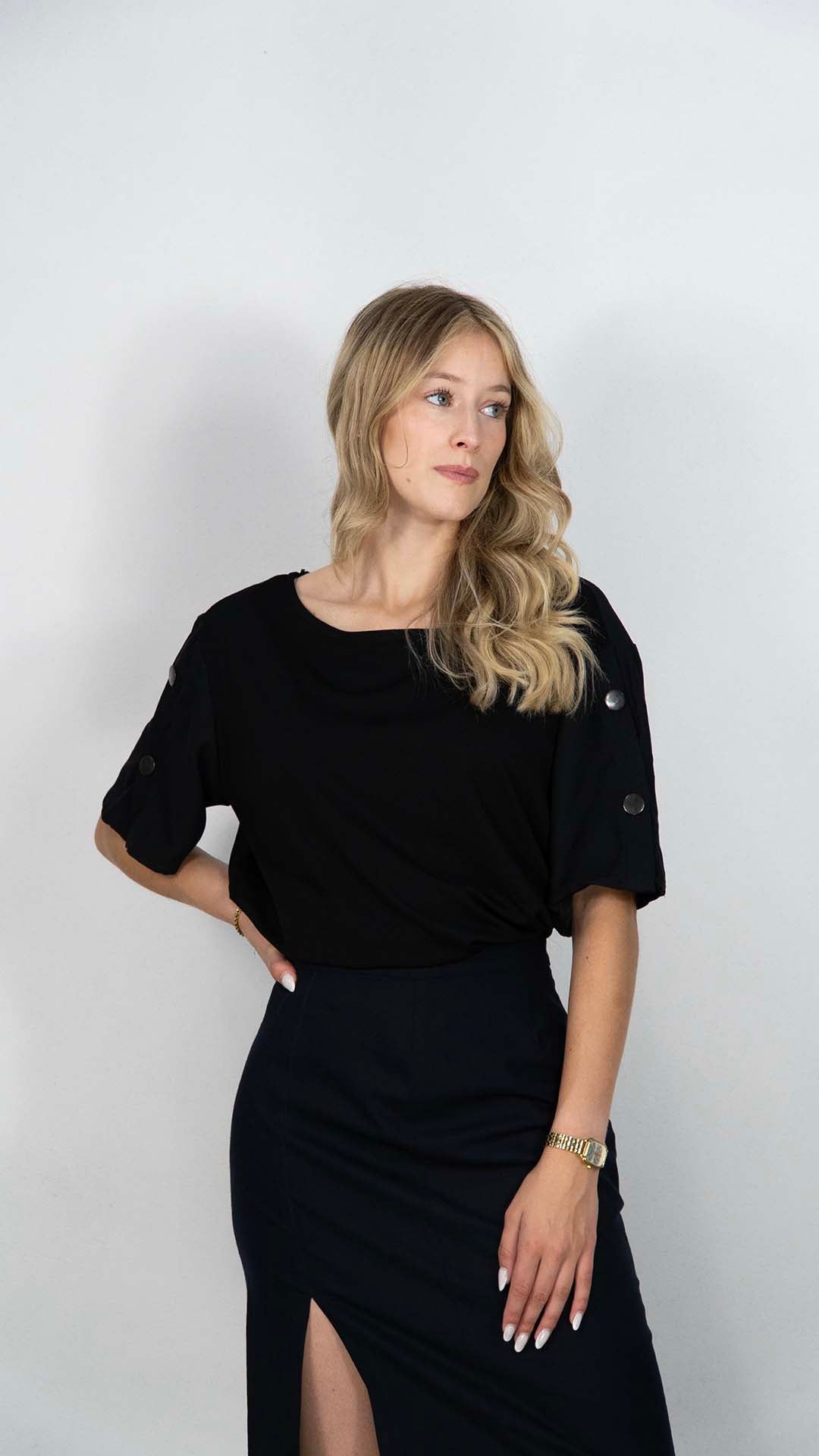 Camisola Preta Com Botões