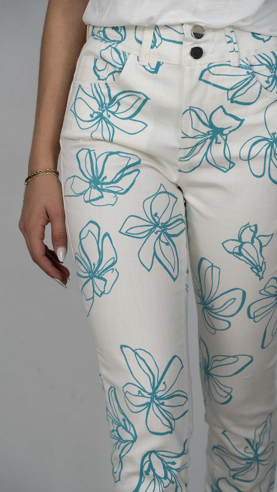 Calças Skinny Com Flores