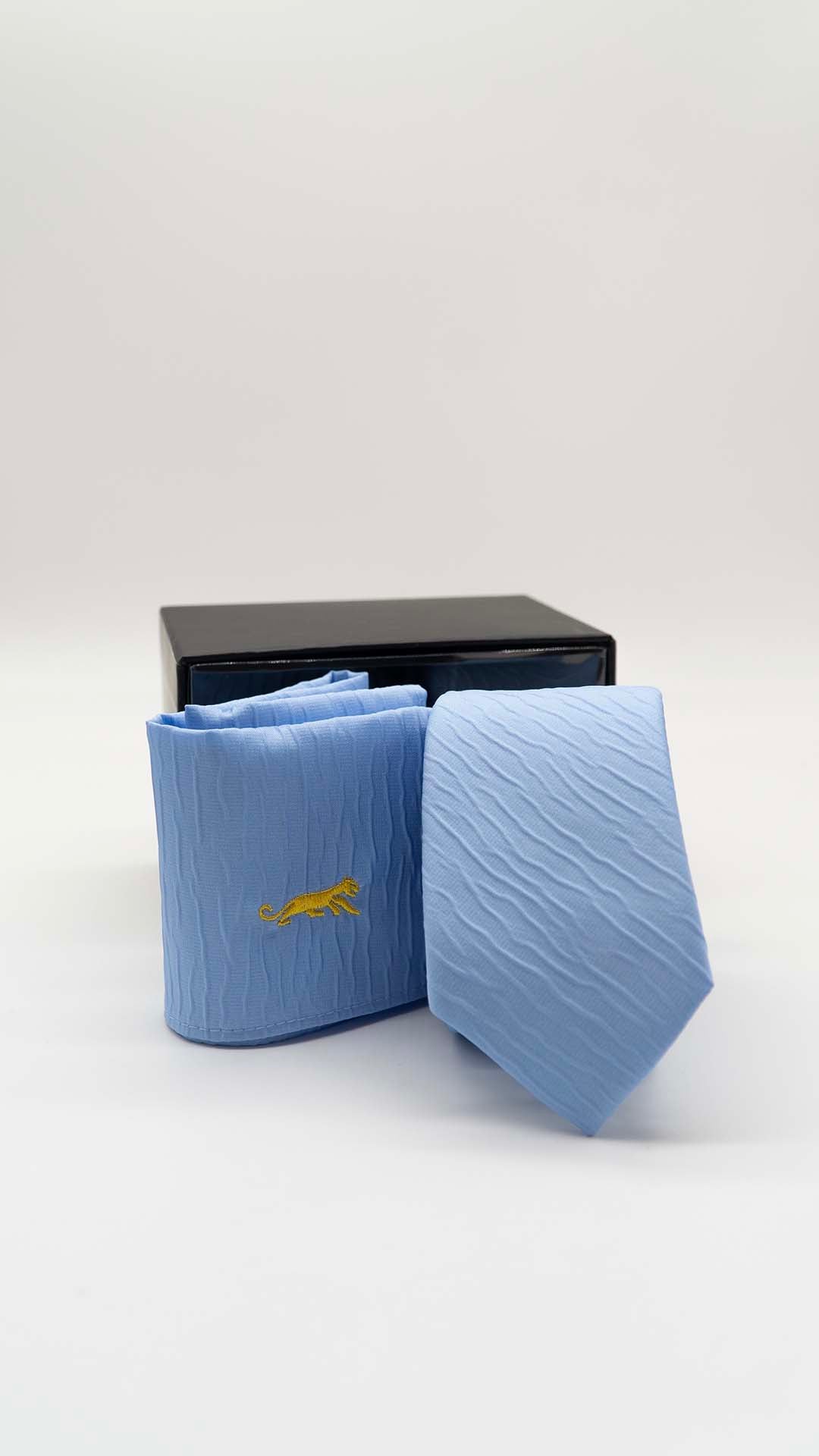 Set Gravata & Lenço Azul Com Relevo