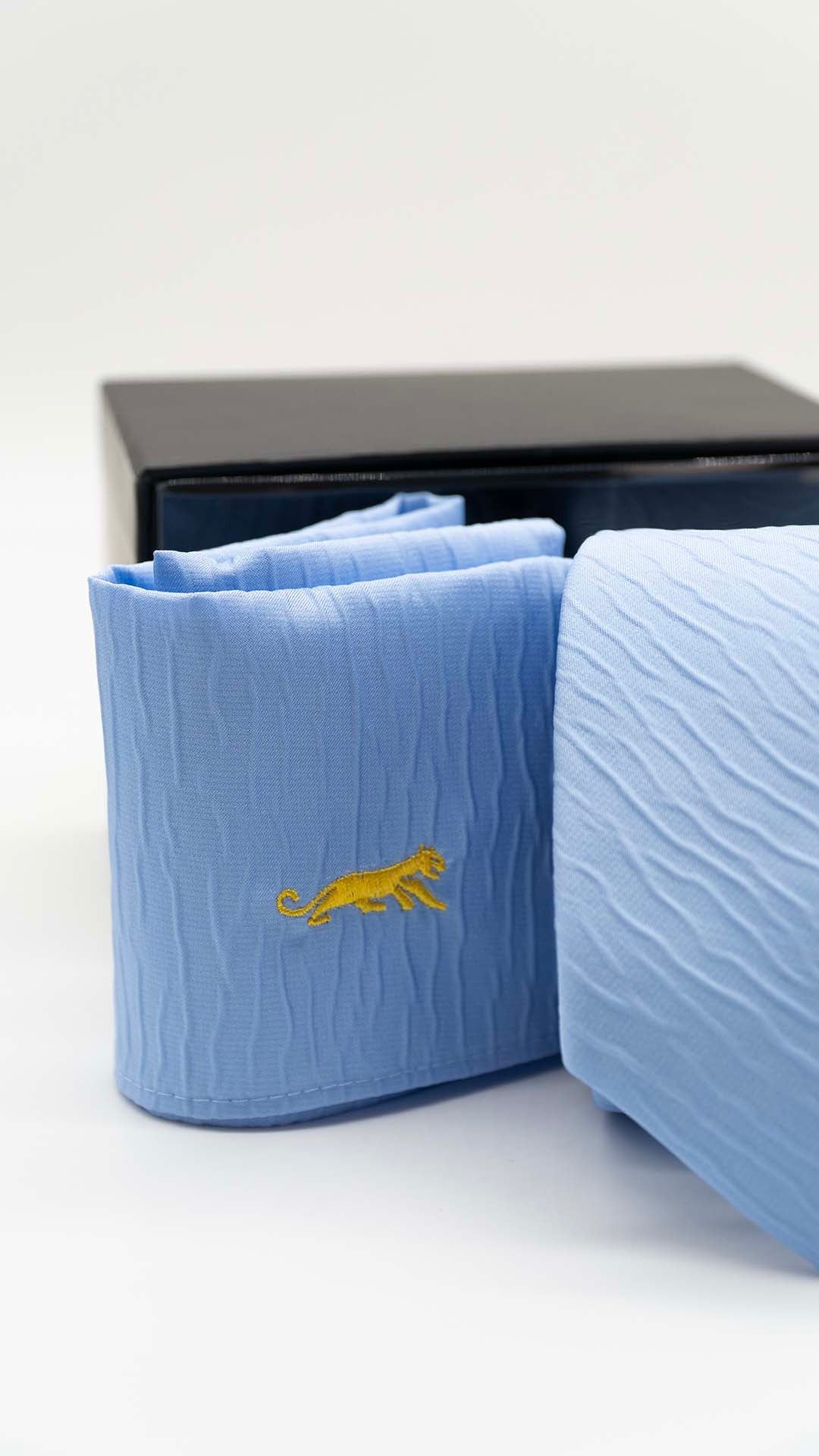 Set Gravata & Lenço Azul Com Relevo