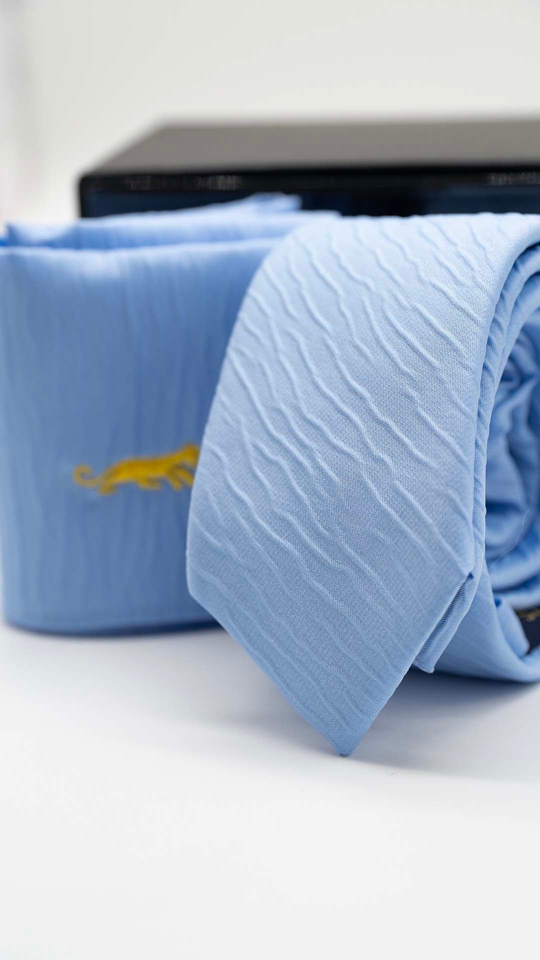 Set Gravata & Lenço Azul Com Relevo