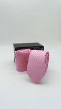 Set Gravata & Lenço Rosa Com Relevo