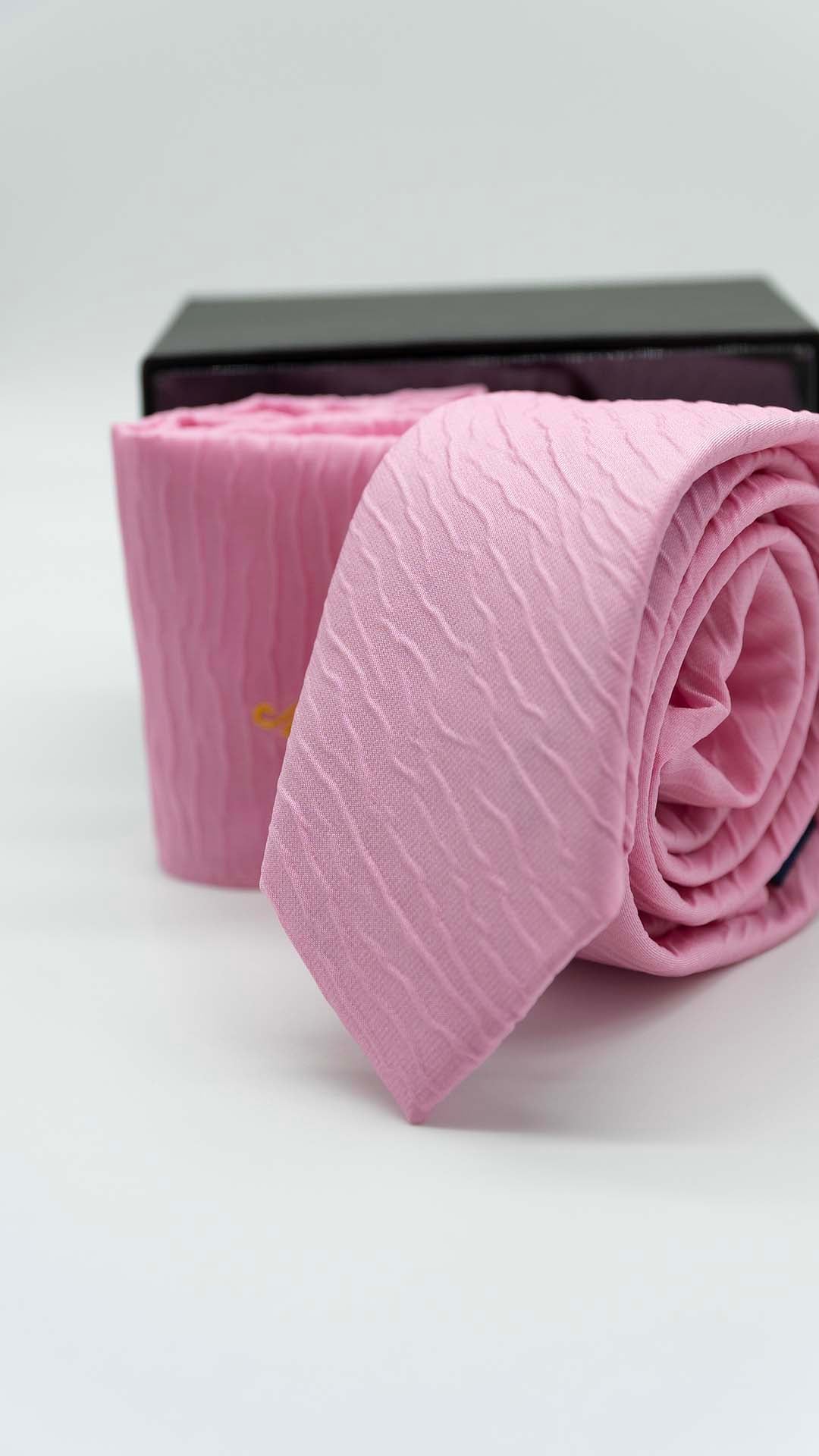 Set Gravata & Lenço Rosa Com Relevo