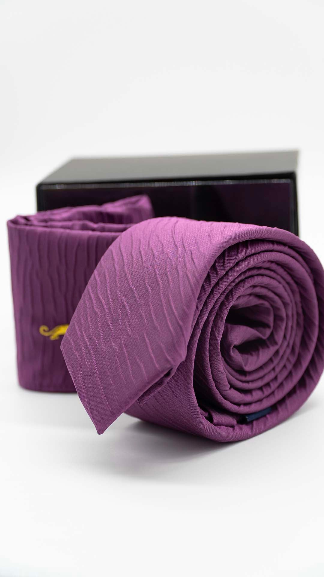 Set Gravata & Lenço Lilás Com Relevo