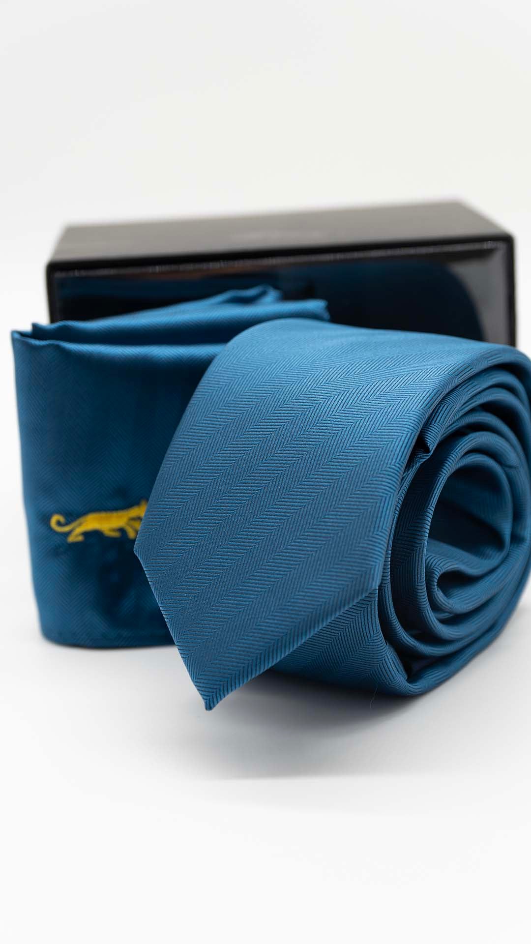 Set Gravata & Lenço Azul Turquesa