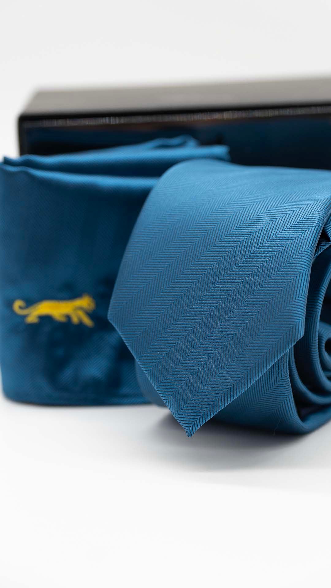 Set Gravata & Lenço Azul Turquesa